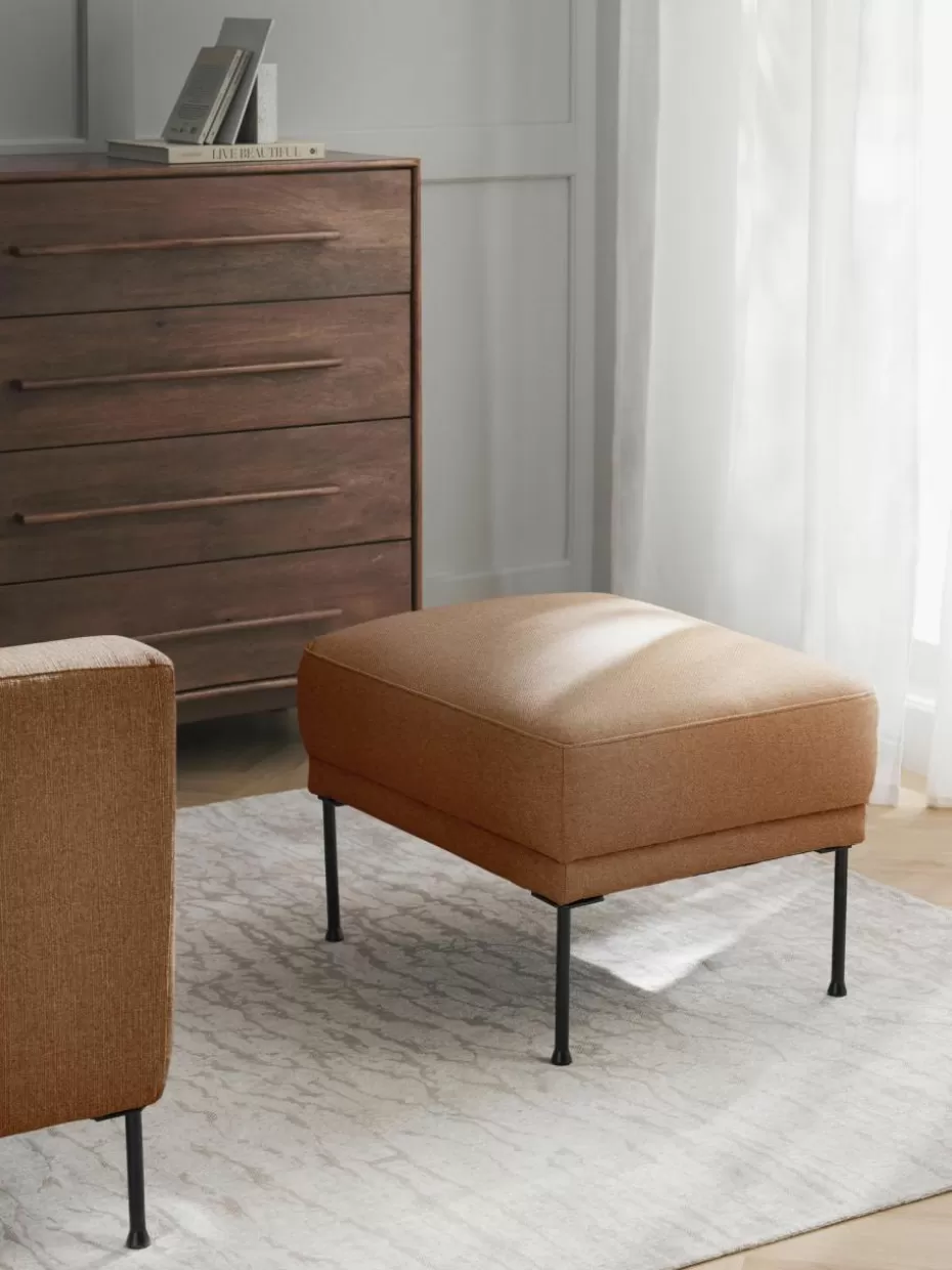 Hocker | Sofaserien-Westwing Collection Sofa-Hocker Fluente Webstoff Nougat