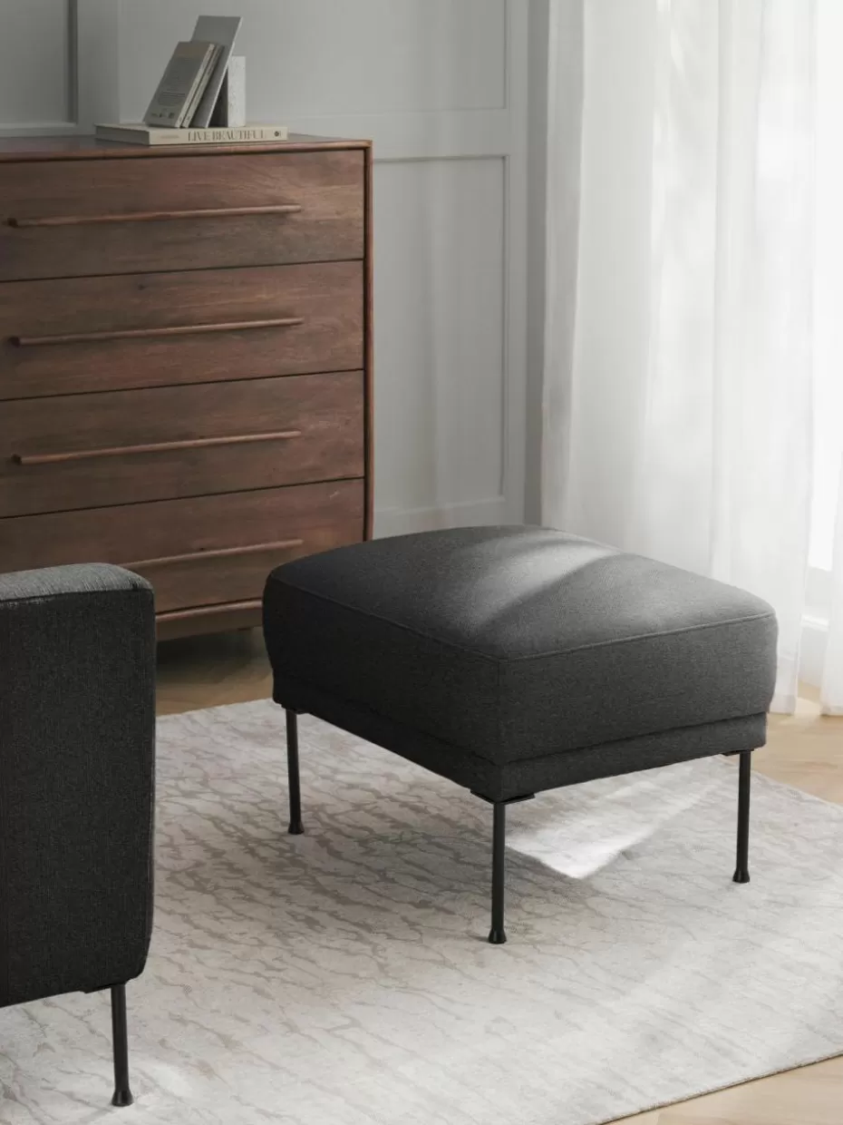 Hocker | Sofaserien-Westwing Collection Sofa-Hocker Fluente Webstoff Anthrazit