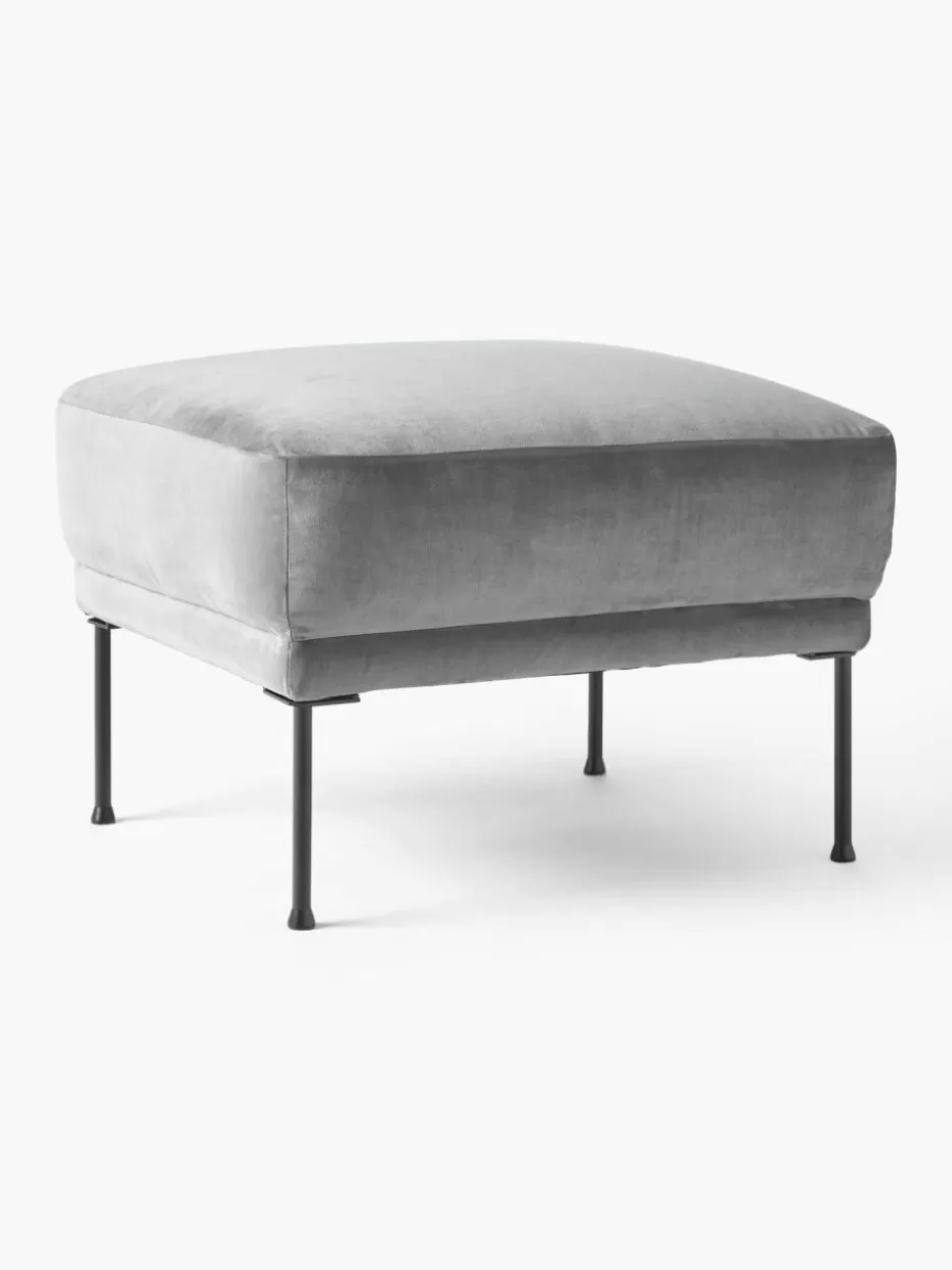 Hocker | Sofaserien-Westwing Collection Sofa-Hocker Fluente aus Samt Samt Grau