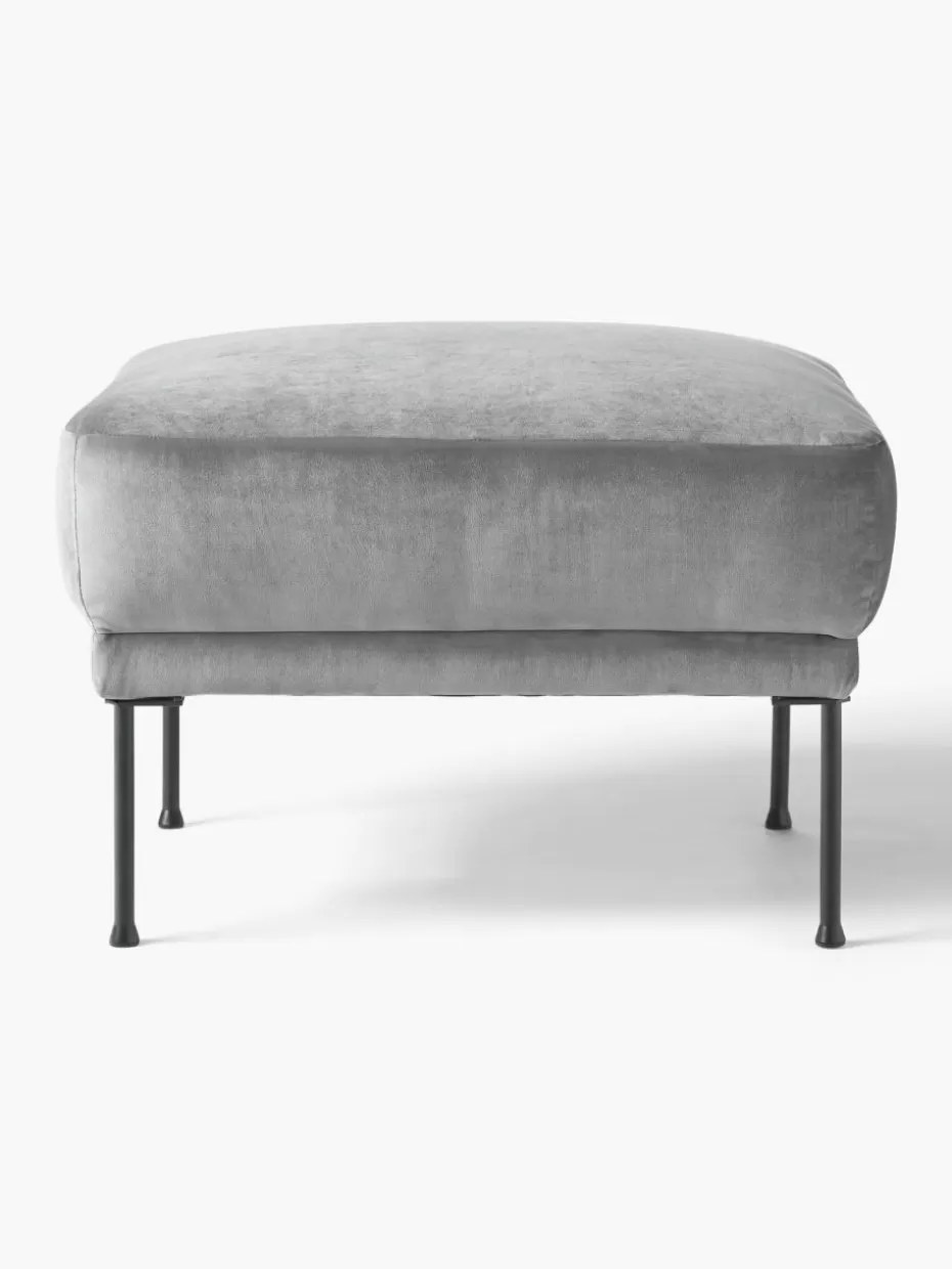 Hocker | Sofaserien-Westwing Collection Sofa-Hocker Fluente aus Samt Samt Grau