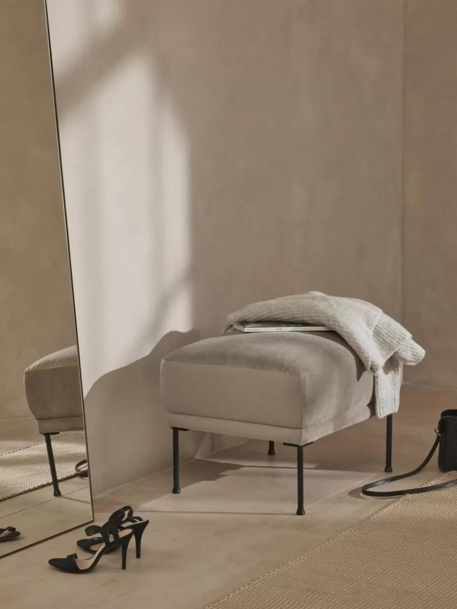 Hocker | Sofaserien-Westwing Collection Sofa-Hocker Fluente aus Samt Samt Beige