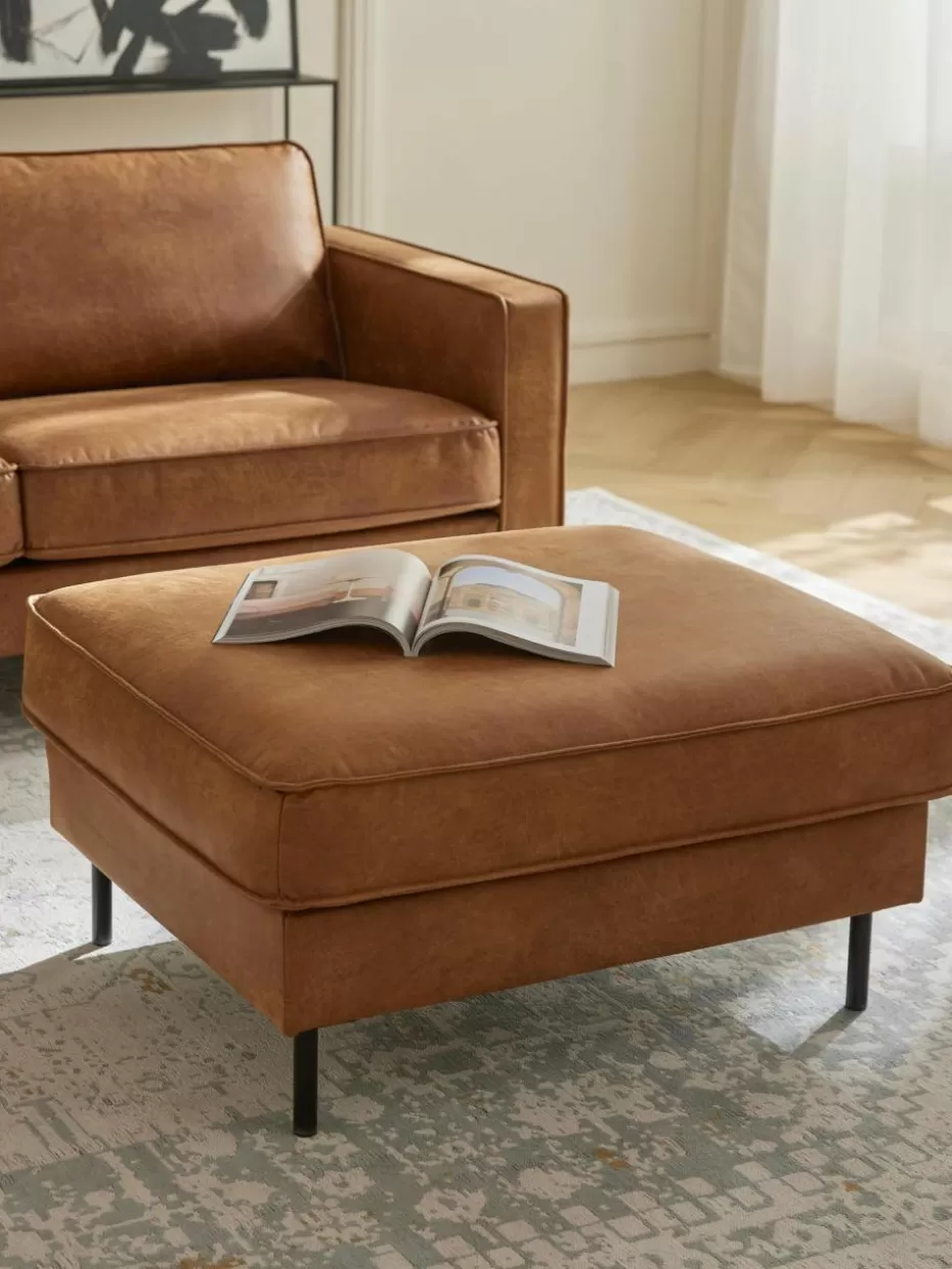 Hocker | Sofaserien-Westwing Collection Sofa-Hocker Hunter aus recyceltem Leder Leder Braun