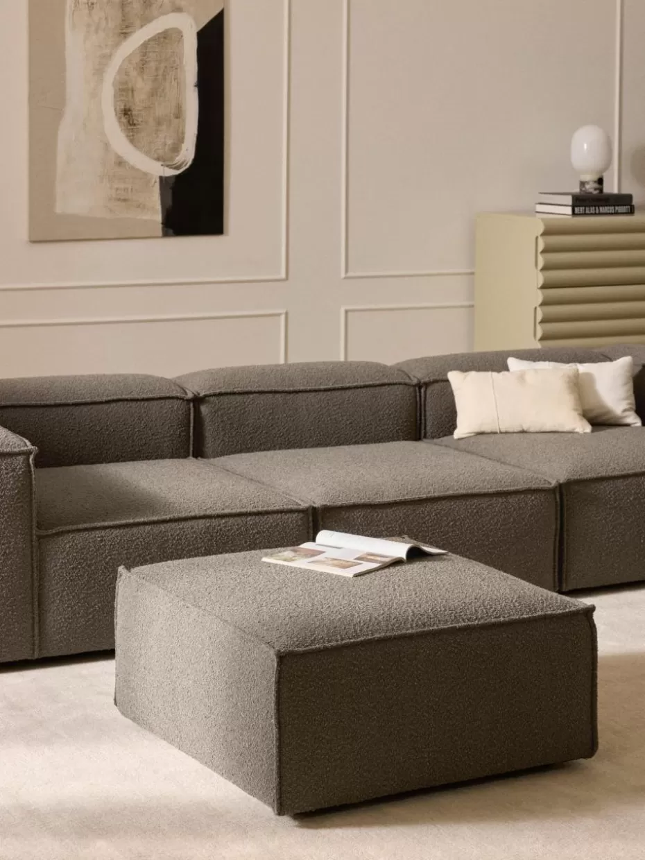 Hocker | Sofaserien-Westwing Collection Sofa-Hocker Lennon aus Bouclé Bouclé Greige