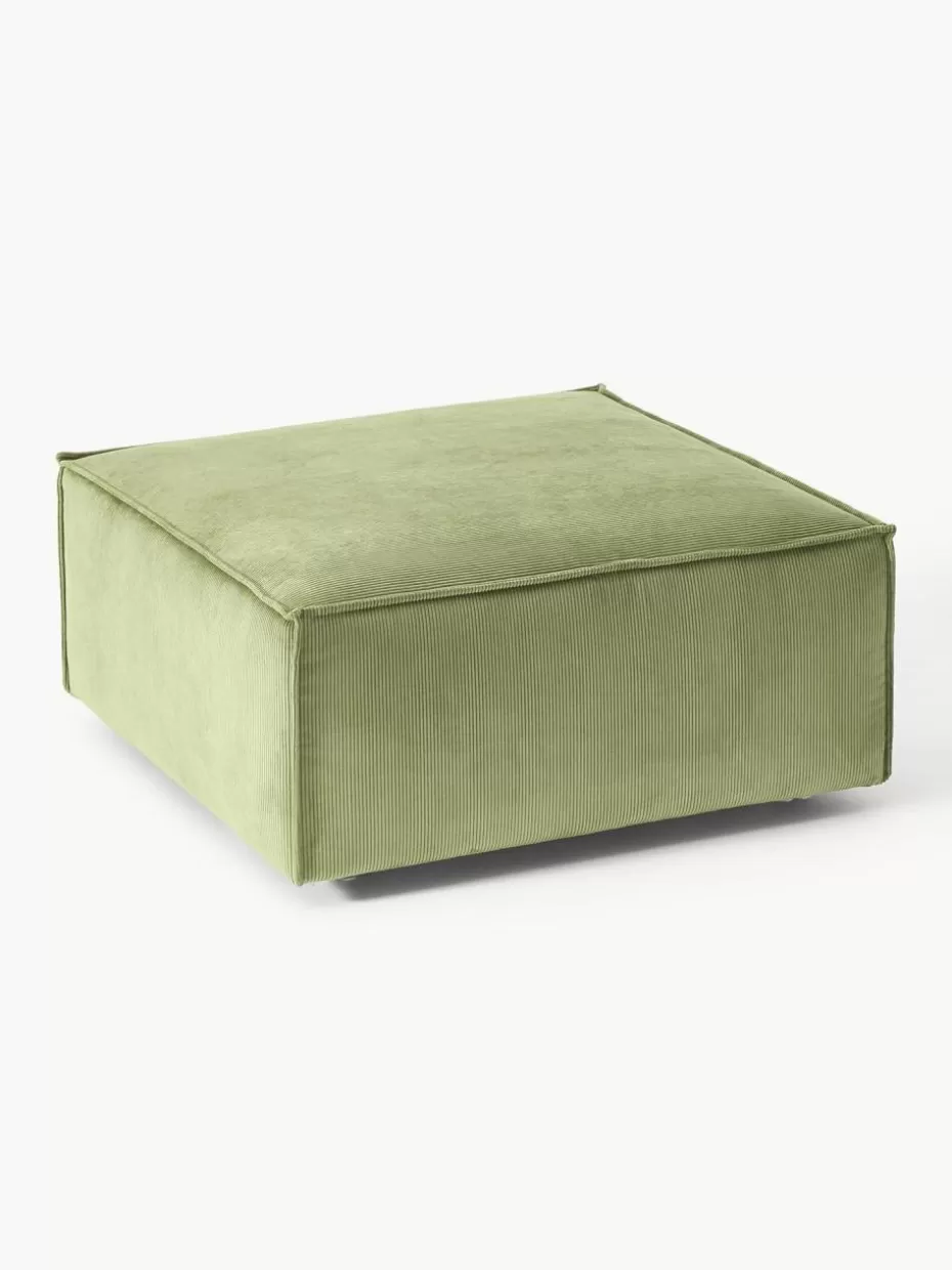 Hocker | Sofaserien-Westwing Collection Sofa-Hocker Lennon aus Cord Cord Olivgrün