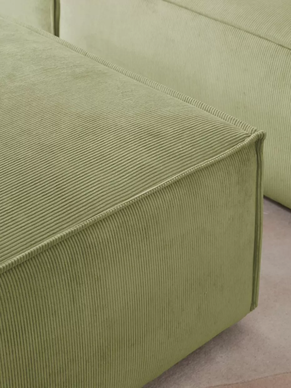 Hocker | Sofaserien-Westwing Collection Sofa-Hocker Lennon aus Cord Cord Olivgrün