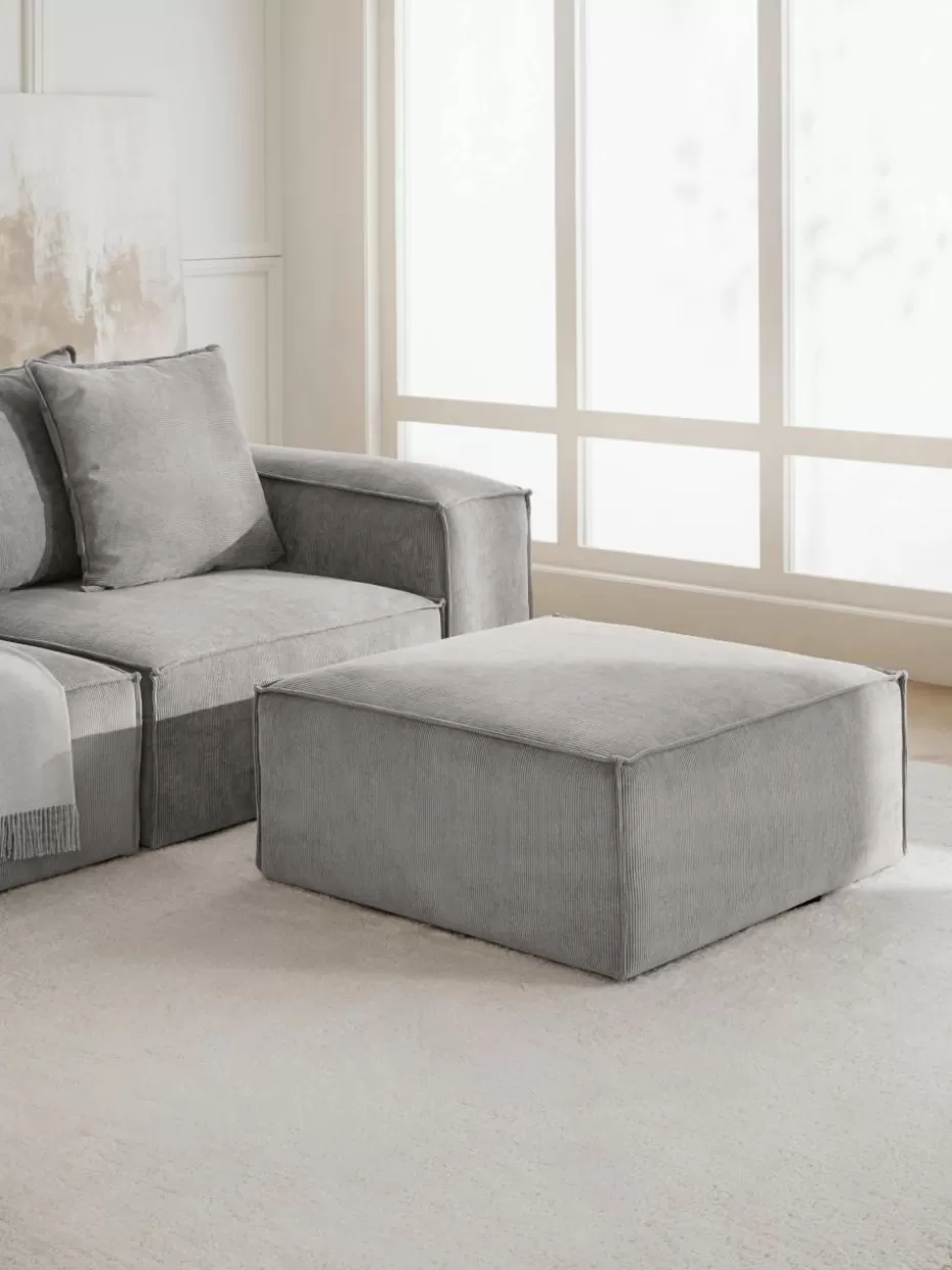 Hocker | Sofaserien-Westwing Collection Sofa-Hocker Lennon aus Cord Cord Grau