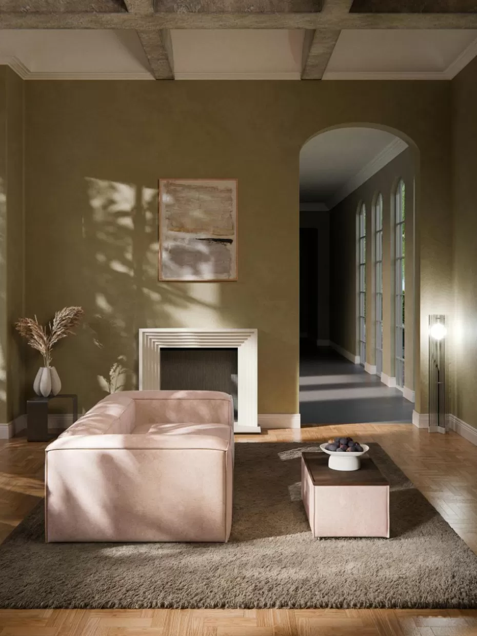 Hocker | Sofaserien-Westwing Collection Sofa-Hocker Lennon aus Leinen-Mix mit Stauraum Leinen-Mix Rostrot, dunkles Eichenholz