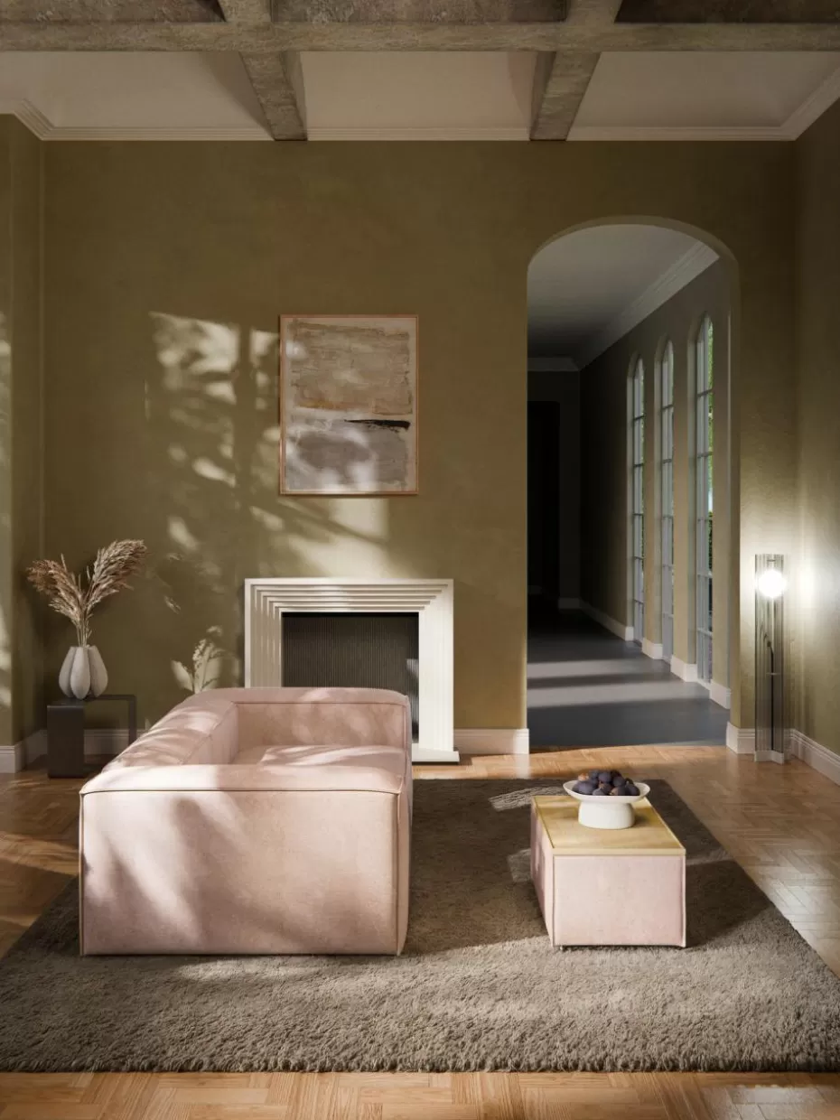 Hocker | Sofaserien-Westwing Collection Sofa-Hocker Lennon aus Leinen-Mix mit Stauraum Leinen-Mix Rostrot, helles Eichenholz