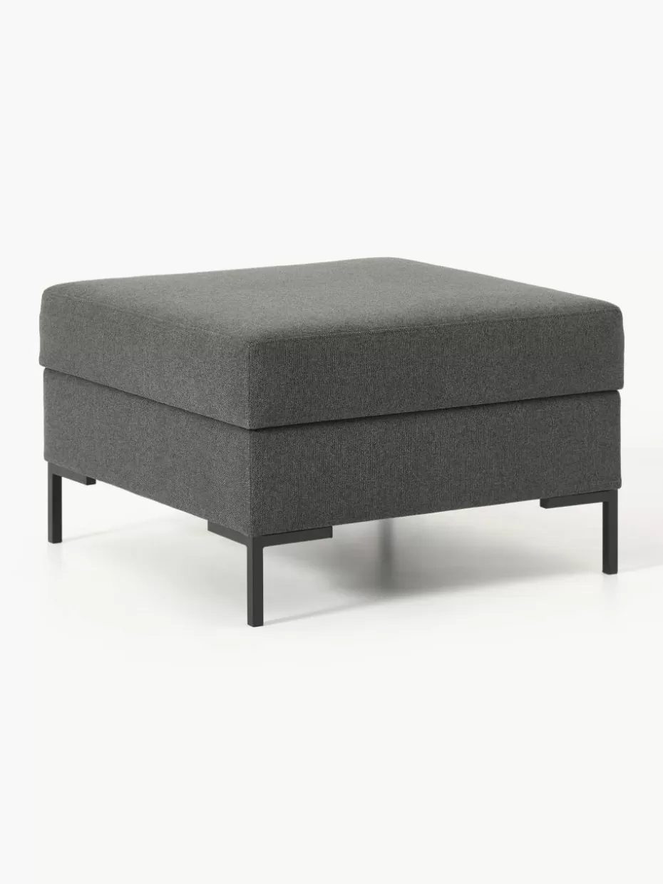 Hocker | Sofaserien-Westwing Collection Sofa-Hocker Luna mit Stauraum Webstoff Anthrazit, Schwarz