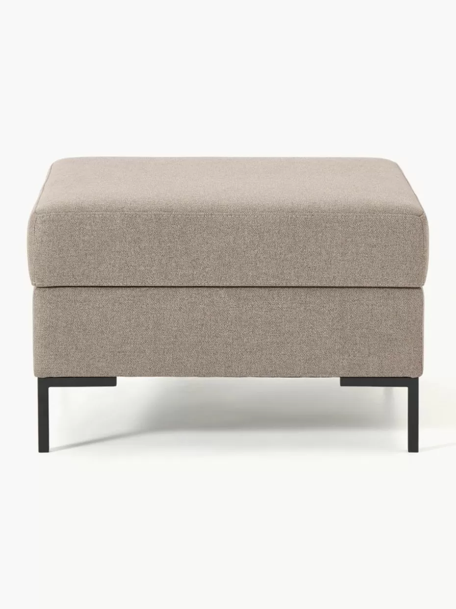 Hocker | Sofaserien-Westwing Collection Sofa-Hocker Luna mit Stauraum Webstoff Taupe, Schwarz