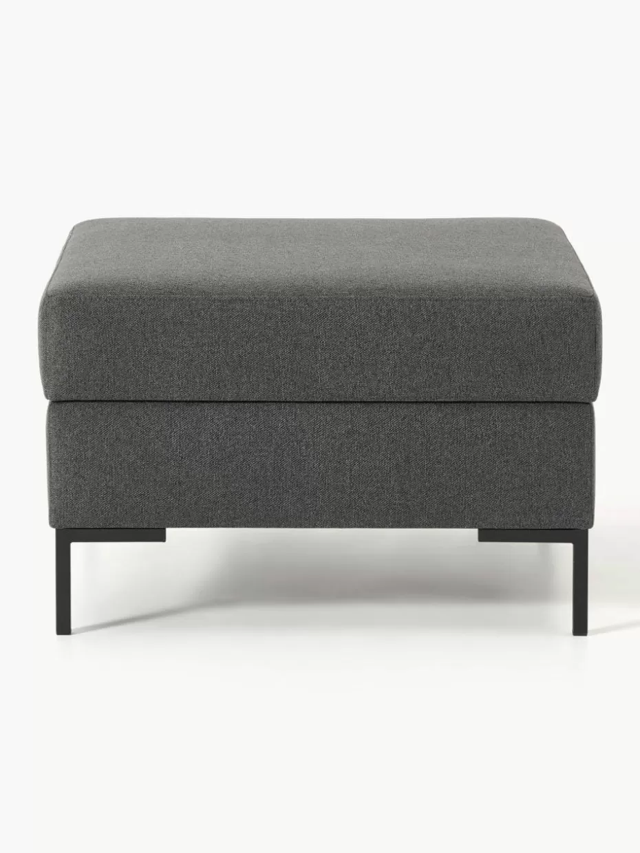 Hocker | Sofaserien-Westwing Collection Sofa-Hocker Luna mit Stauraum Webstoff Anthrazit, Schwarz