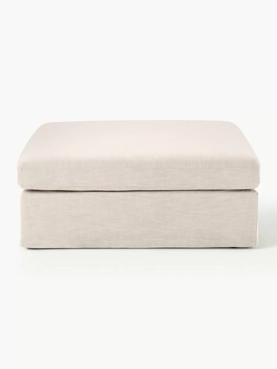 Hocker | Sofaserien-Westwing Collection Sofa-Hocker Russell mit abnehmbaren Bezügen Webstoff Hellbeige