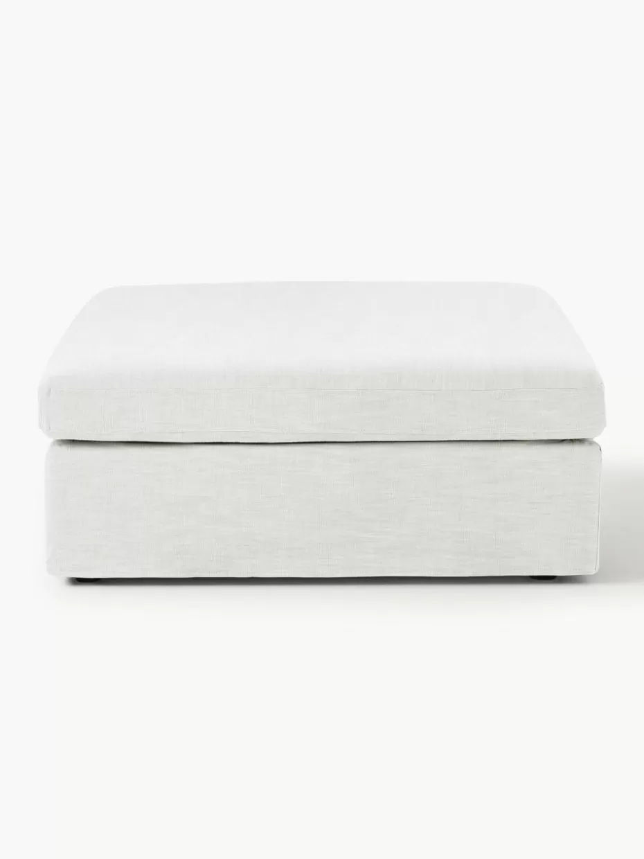 Hocker | Sofaserien-Westwing Collection Sofa-Hocker Russell mit abnehmbaren Bezügen Webstoff Off White