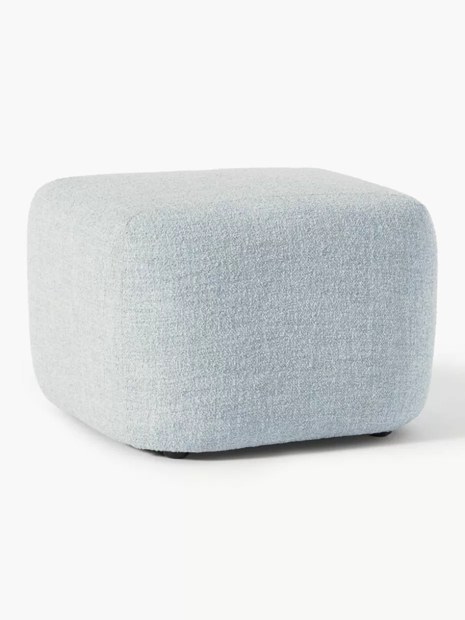 Hocker | Sofaserien-Westwing Collection Sofa-Hocker Wolke aus Bouclé Bouclé Hellblau