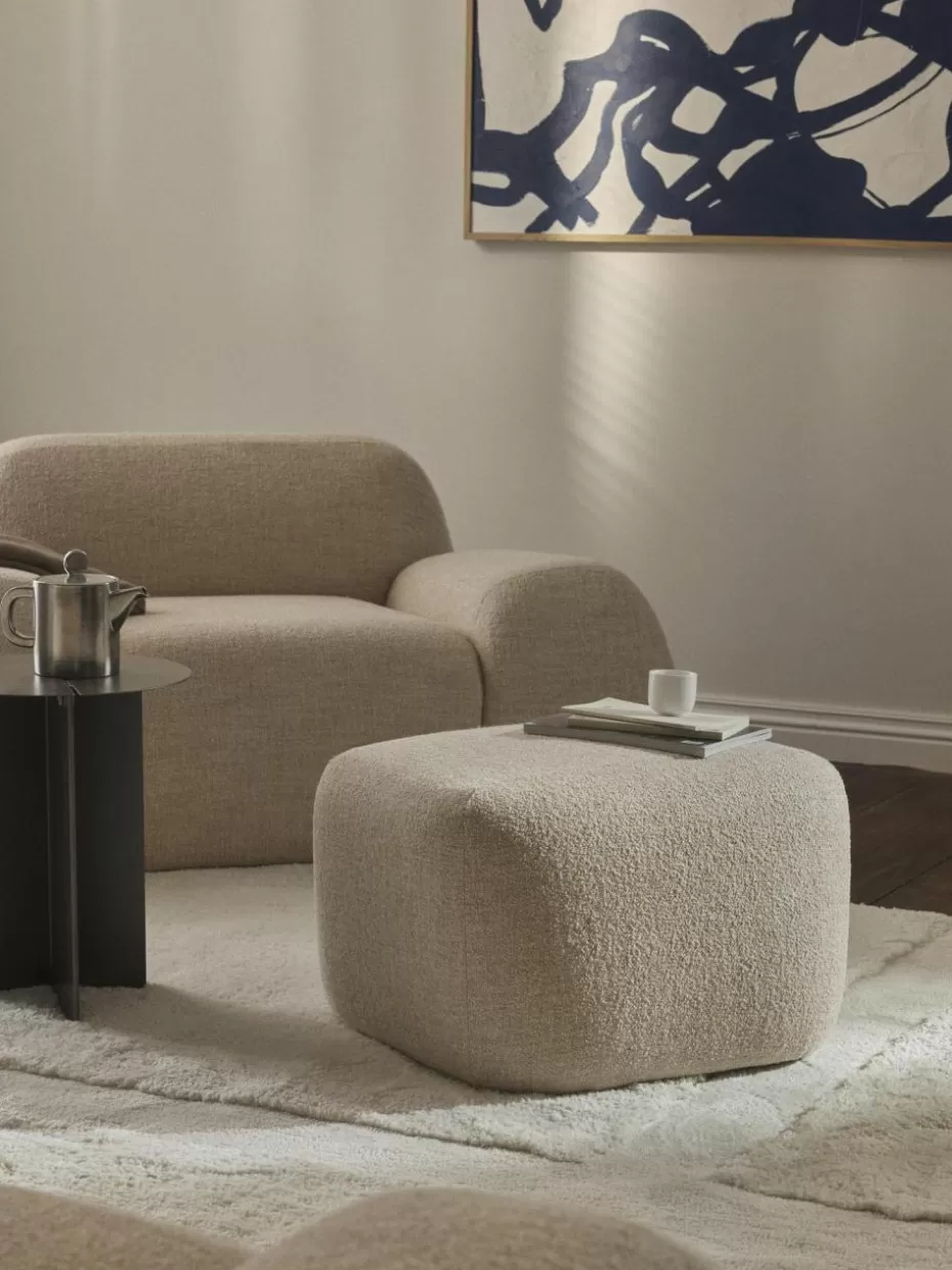Hocker | Sofaserien-Westwing Collection Sofa-Hocker Wolke aus Bouclé Bouclé Peach