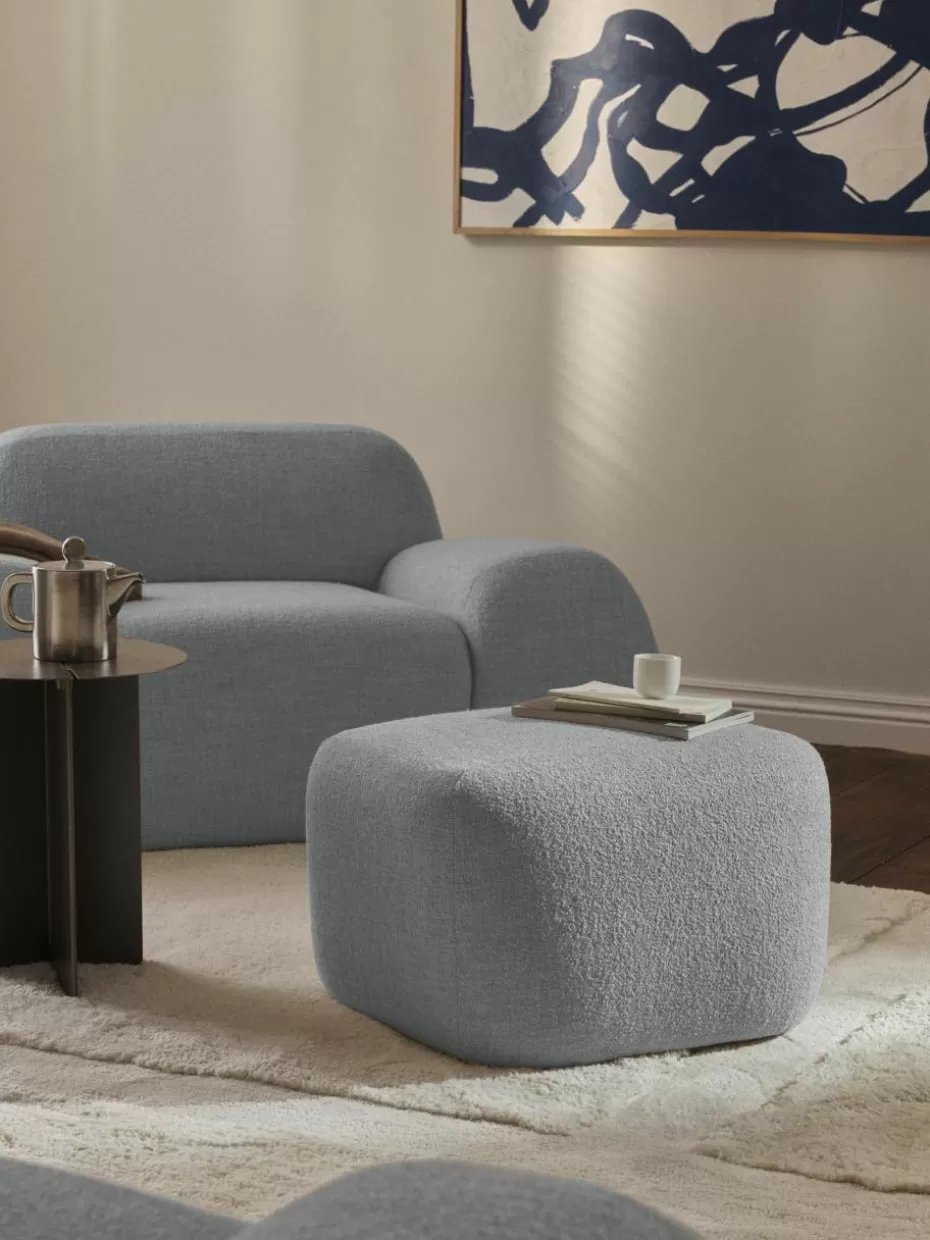 Hocker | Sofaserien-Westwing Collection Sofa-Hocker Wolke aus Bouclé Bouclé Hellblau