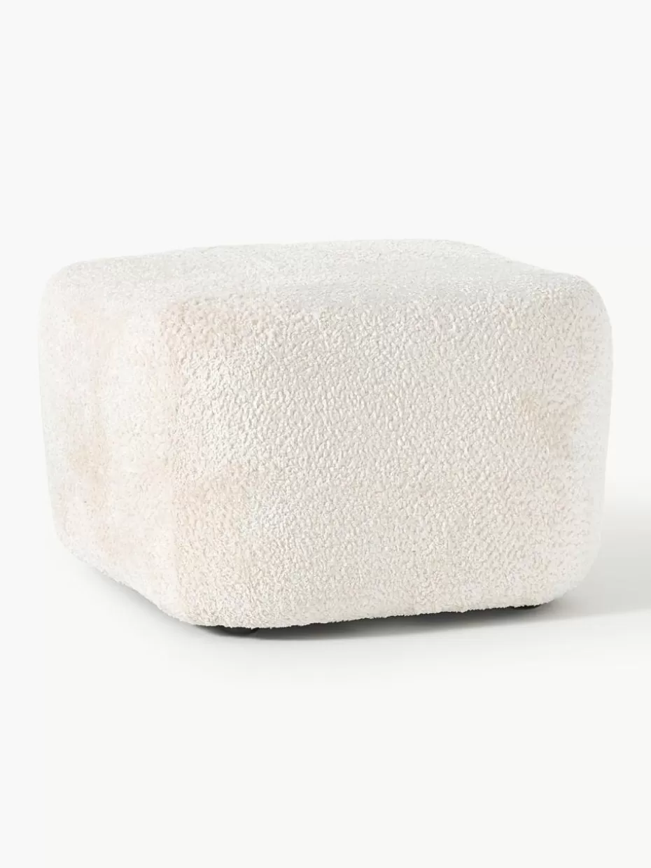 Hocker | Sofaserien-Westwing Collection Sofa-Hocker Wolke aus Teddy-Bouclé Teddy-Bouclé Off White