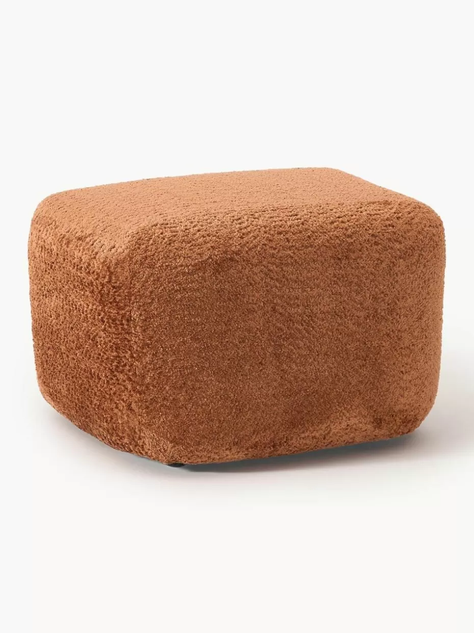 Hocker | Sofaserien-Westwing Collection Sofa-Hocker Wolke aus Teddy-Bouclé Teddy-Bouclé Terrakotta