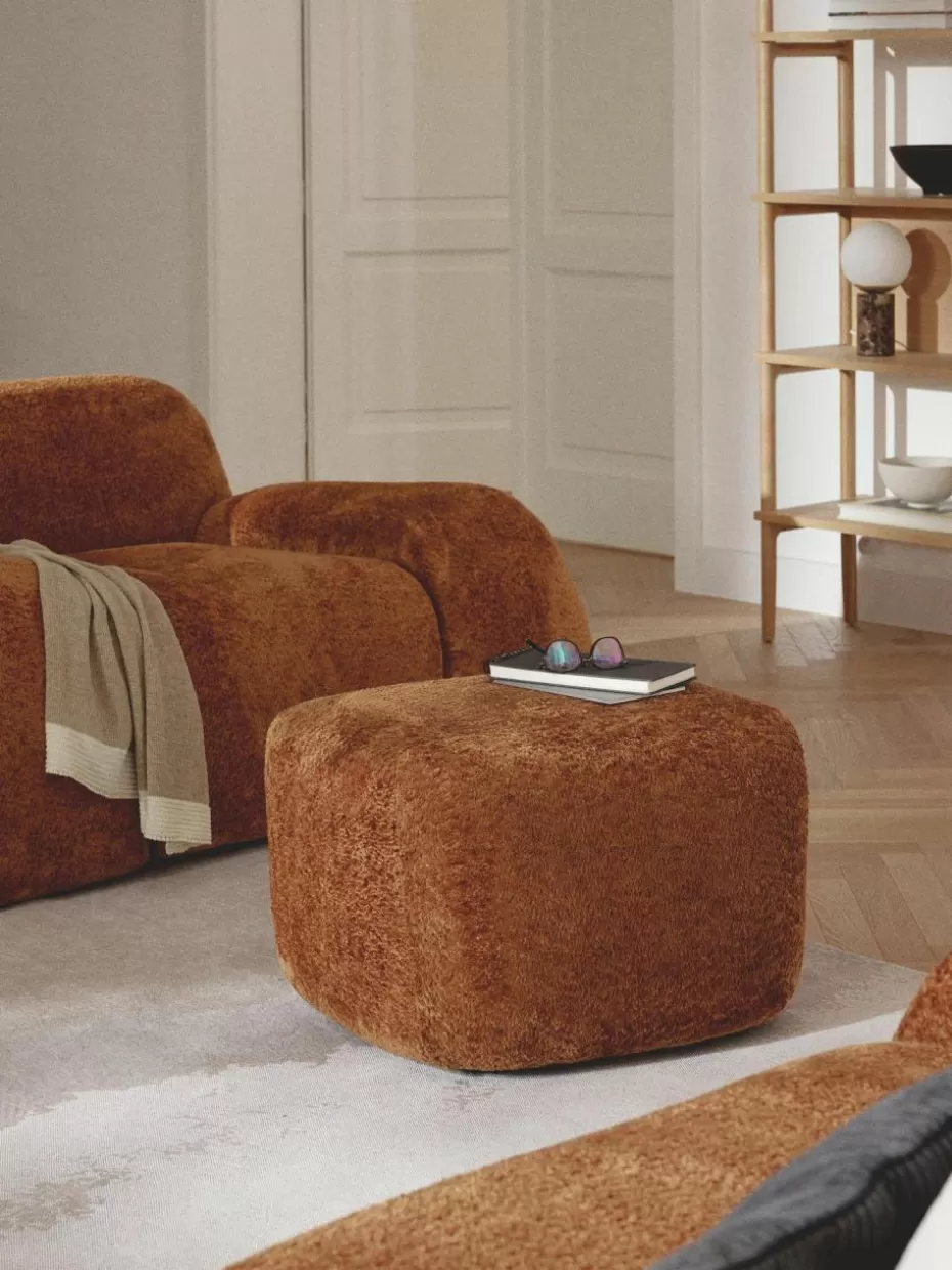 Hocker | Sofaserien-Westwing Collection Sofa-Hocker Wolke aus Teddy-Bouclé Teddy-Bouclé Terrakotta