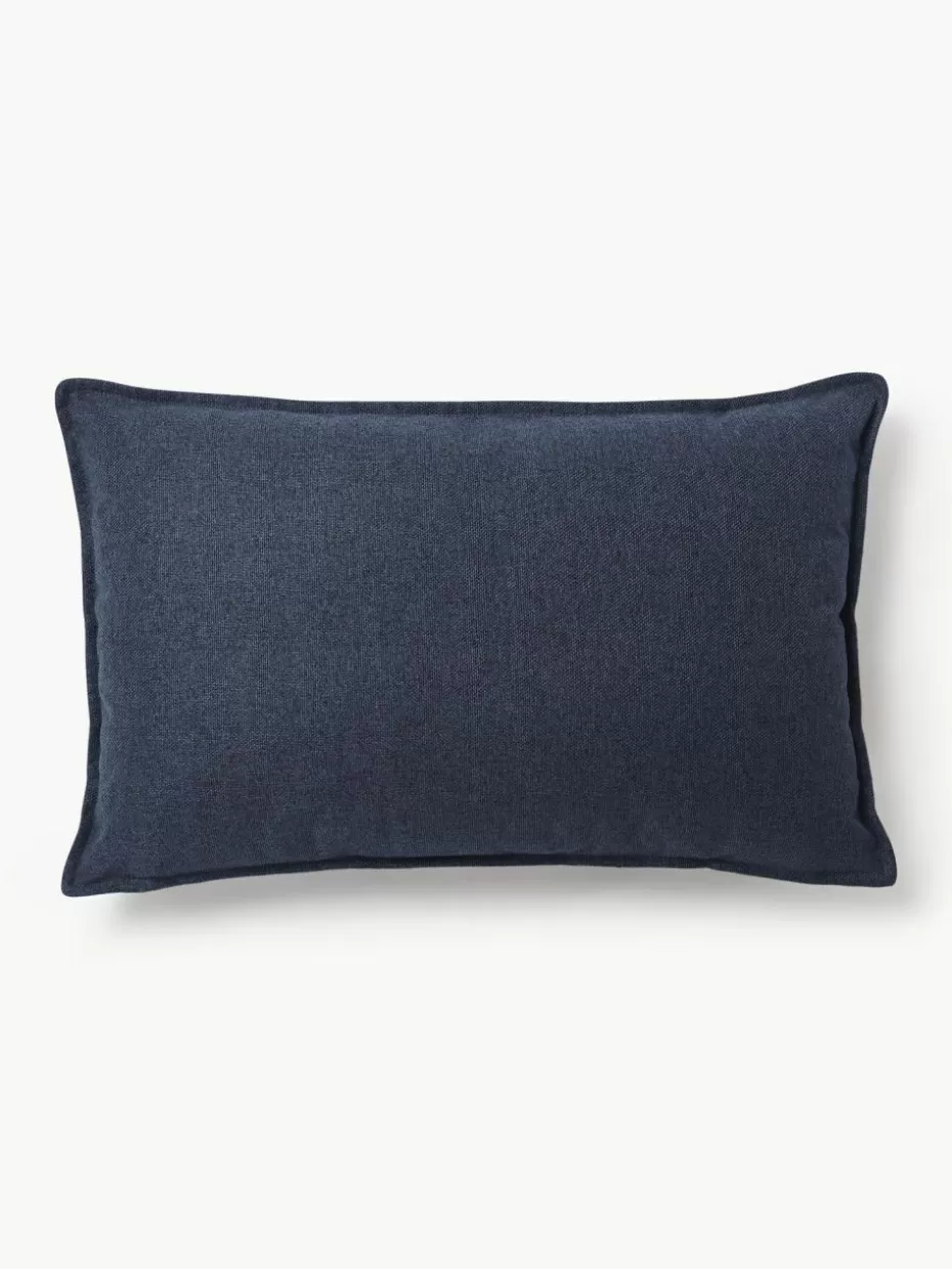 Sofakissen-Westwing Collection Sofa-Kissen Lennon Webstoff Dunkelblau