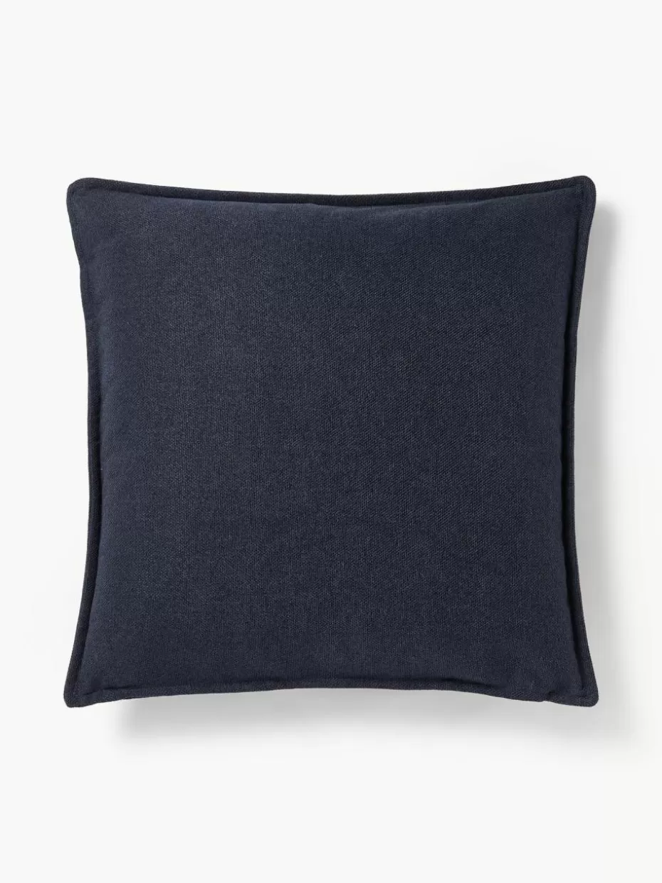 Sofakissen-Westwing Collection Sofa-Kissen Lennon Webstoff Dunkelblau