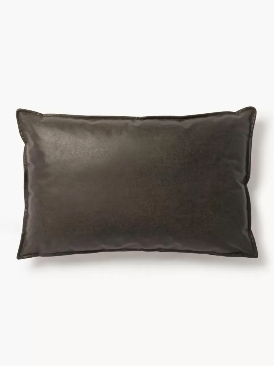 Sofakissen-Westwing Collection Sofa-Kissen Lennon aus recyceltem Leder Leder Taupe