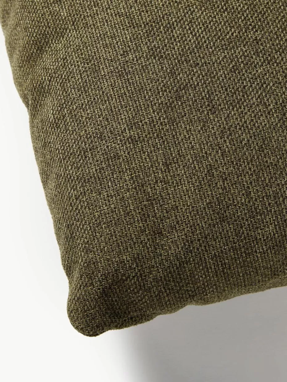 Sofakissen-Westwing Collection Sofa-Kissen Melva Webstoff Olivgrün