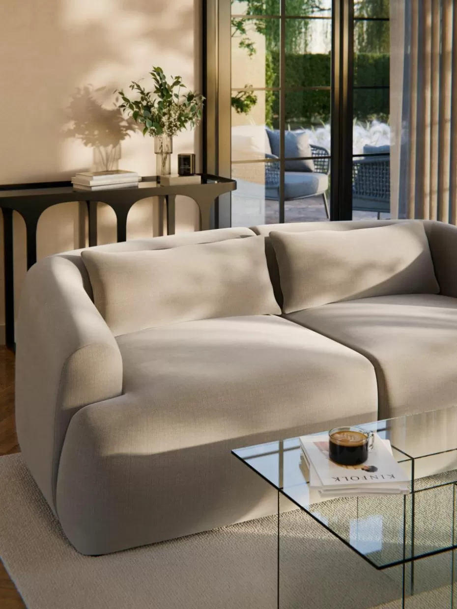 Sofakissen-Westwing Collection Sofa-Kissen Sofia Webstoff Hellbeige