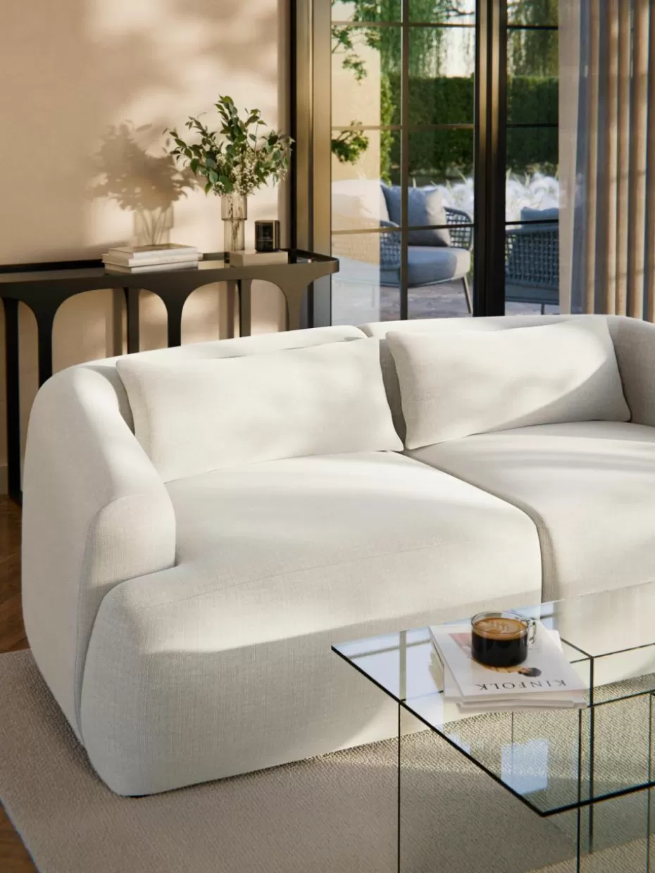 Sofakissen-Westwing Collection Sofa-Kissen Sofia Webstoff Cremeweiß