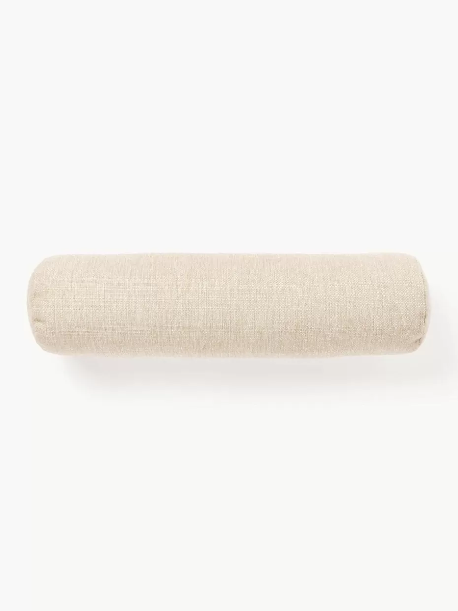 Sofakissen-Westwing Collection Sofa-Nackenrolle Sofia Webstoff Hellbeige