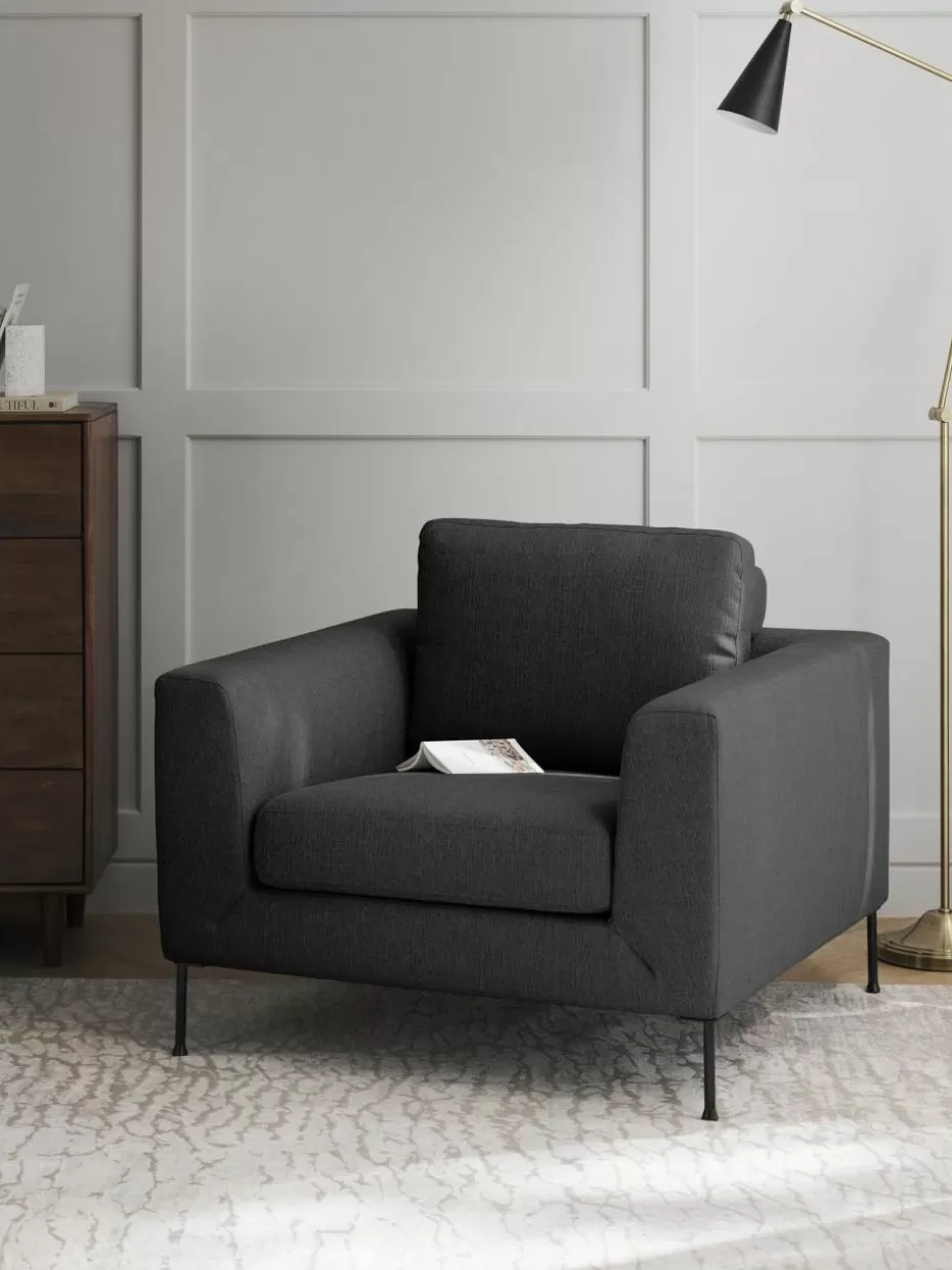 Sessel | Sofaserien-Westwing Collection Sofa-Sessel Cucita Webstoff Anthrazit