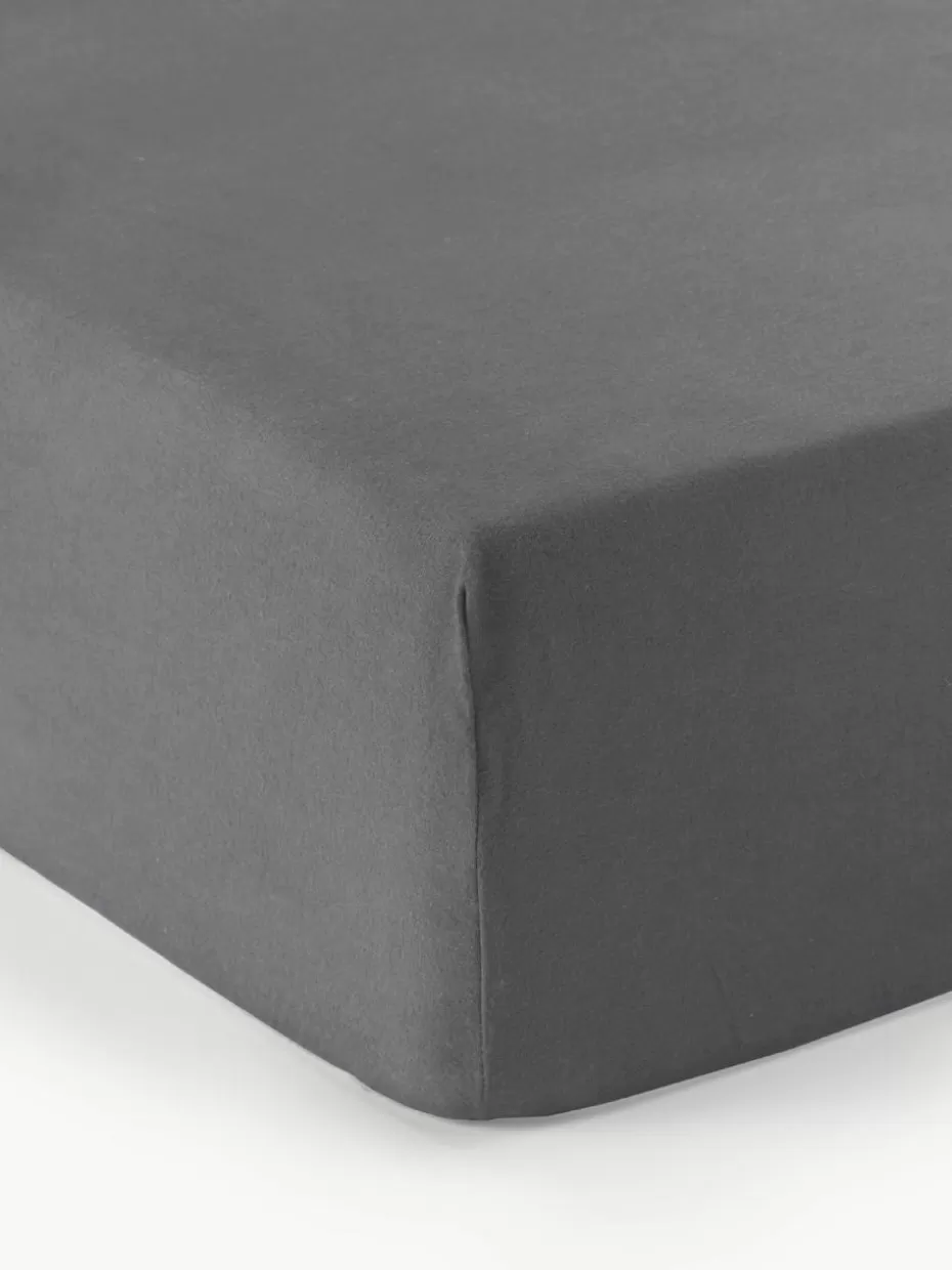 Spannbettlaken-Westwing Collection Spannbettlaken Biba, Flanell Dunkelgrau