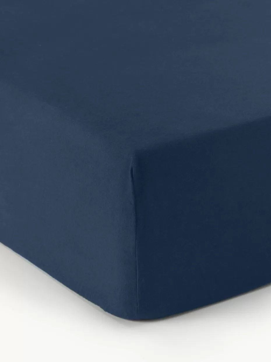 Spannbettlaken-Westwing Collection Spannbettlaken Biba, Flanell Dunkelblau