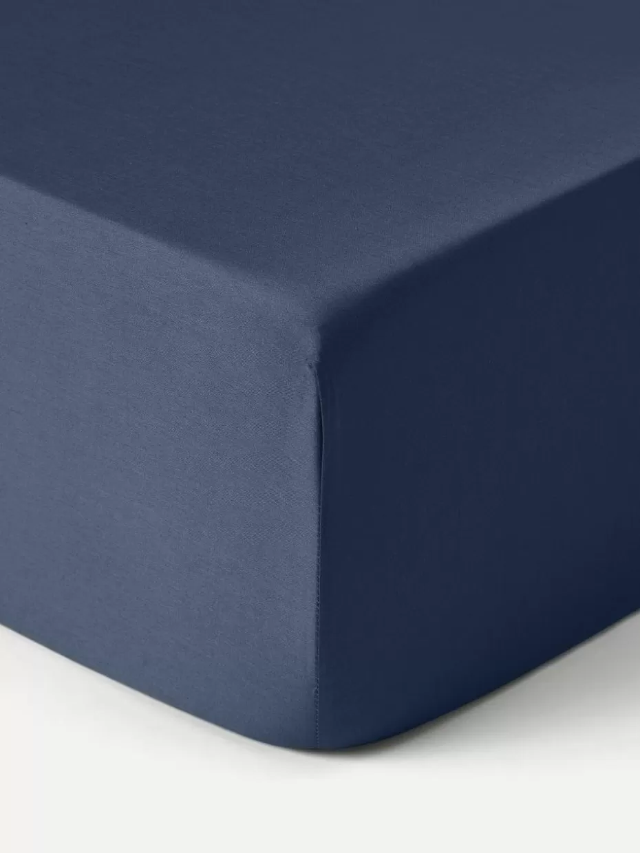 Spannbettlaken-Westwing Collection Spannbettlaken Comfort, Baumwollsatin Dunkelblau