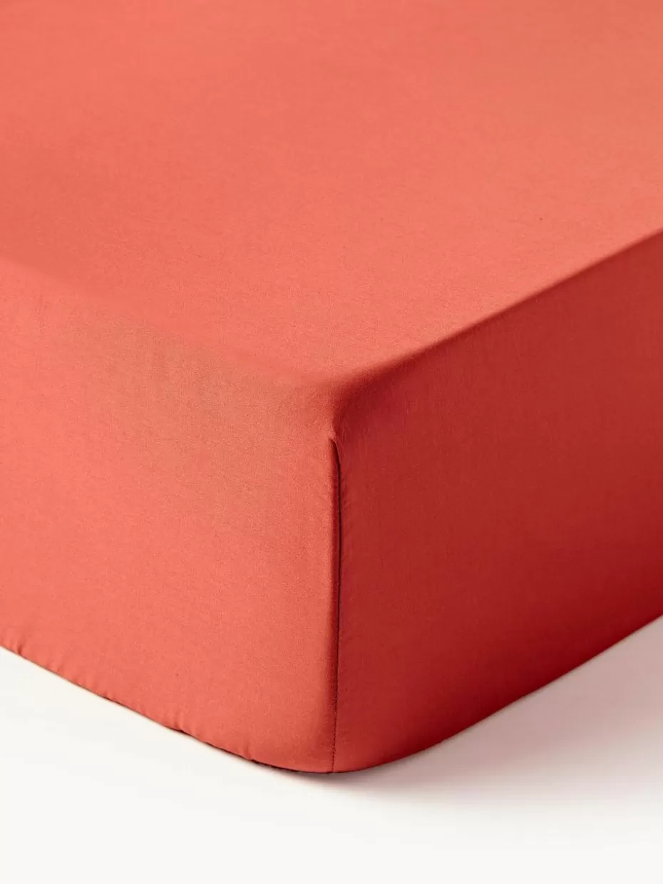 Spannbettlaken-Westwing Collection Spannbettlaken Comfort, Baumwollsatin Rostrot