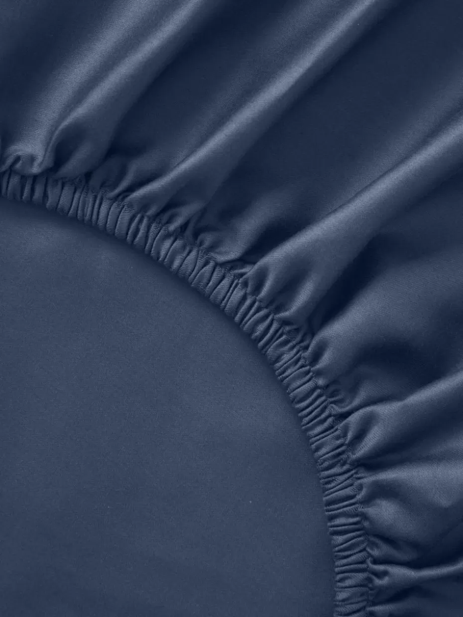 Spannbettlaken-Westwing Collection Spannbettlaken Comfort, Baumwollsatin Dunkelblau