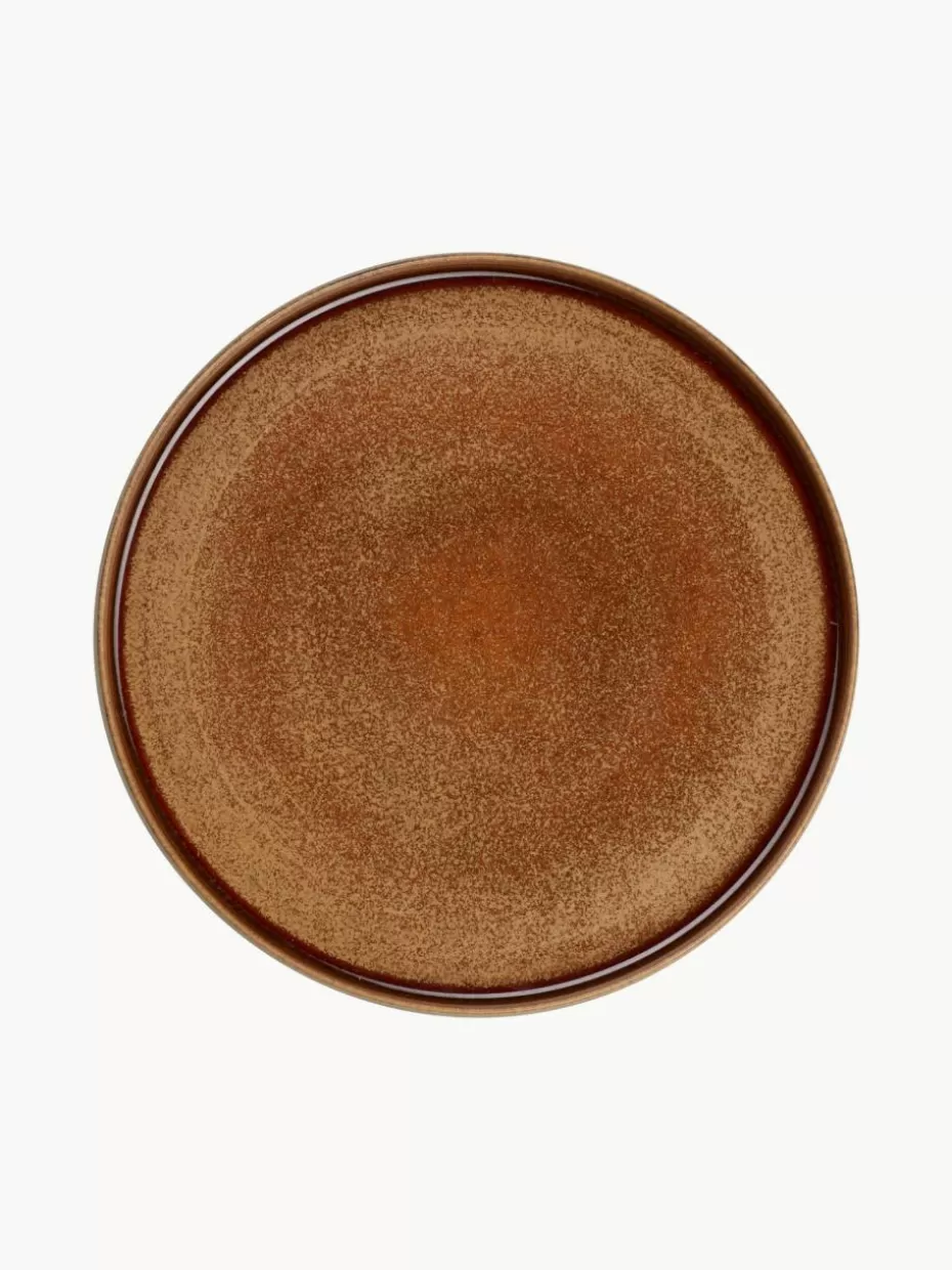 Teller-Asa Selection Speiseteller Gobi mit reaktiver Glasur, 6 Stück Taupe, Braun