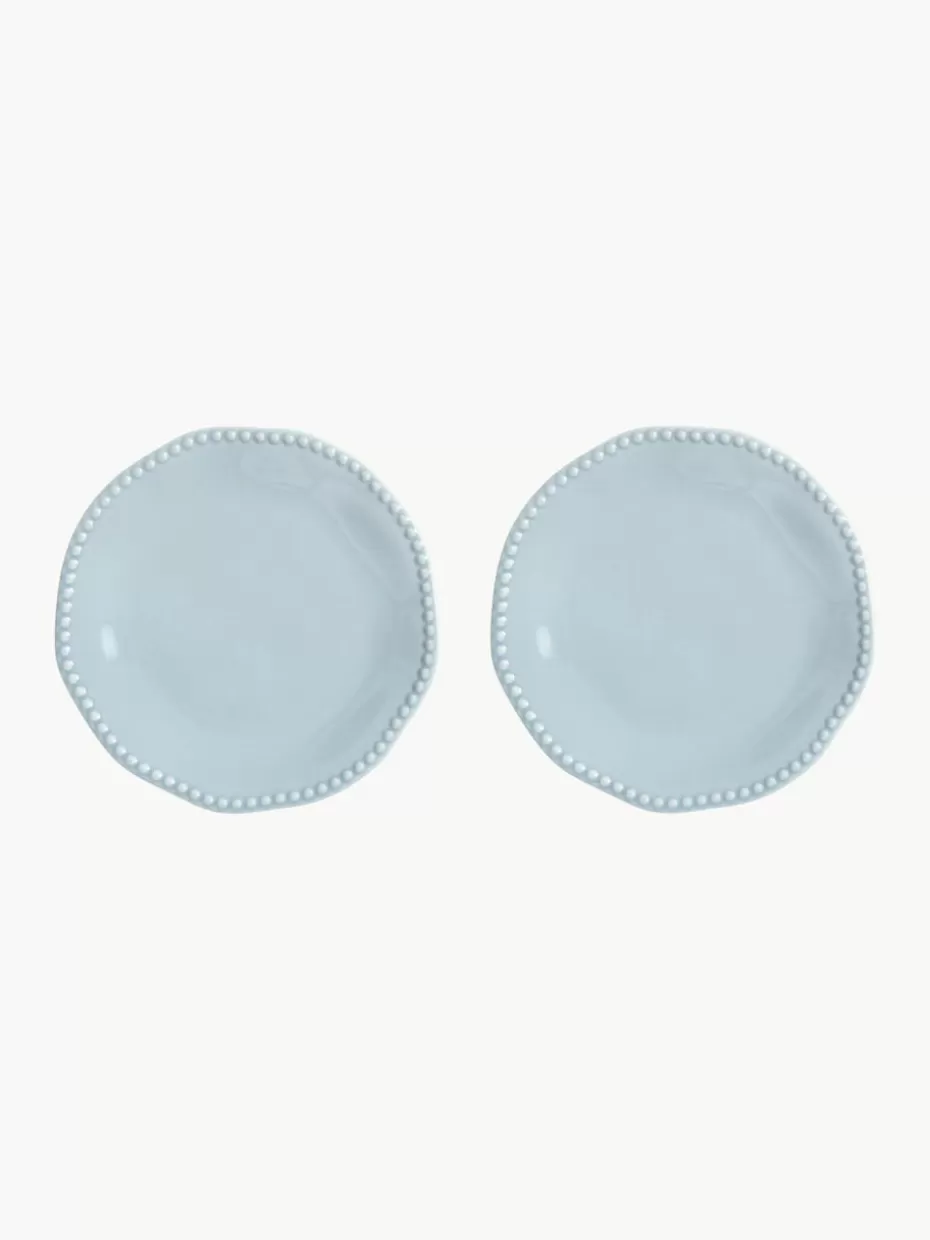 Teller-&k amsterdam Speiseteller Perle aus Fine Bone China, 2 Stück Hellblau