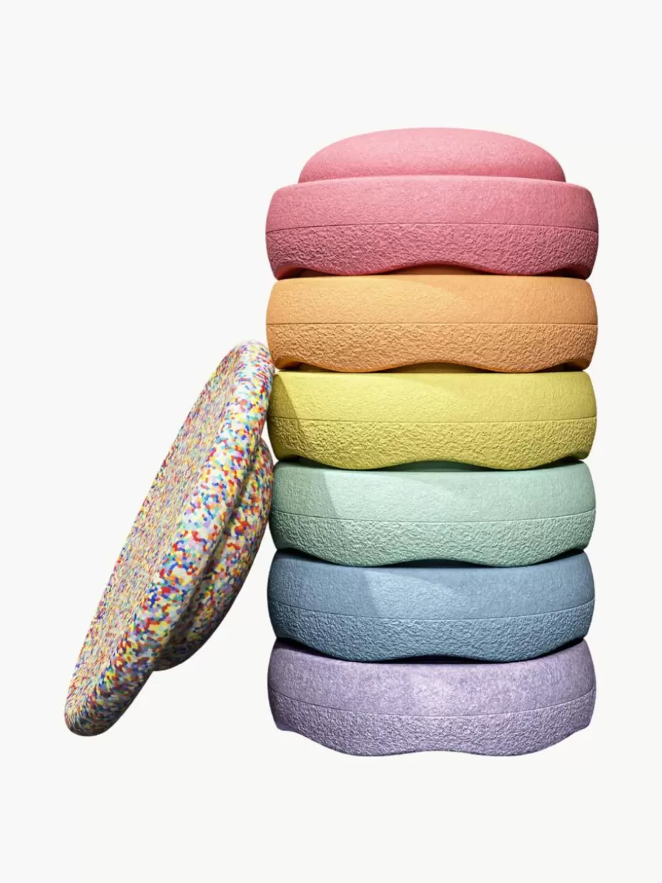 Spielzeug & Kuscheltiere-Stapelstein e Original mit Balancierstein, 7er-Set Bunt, pastell getönt