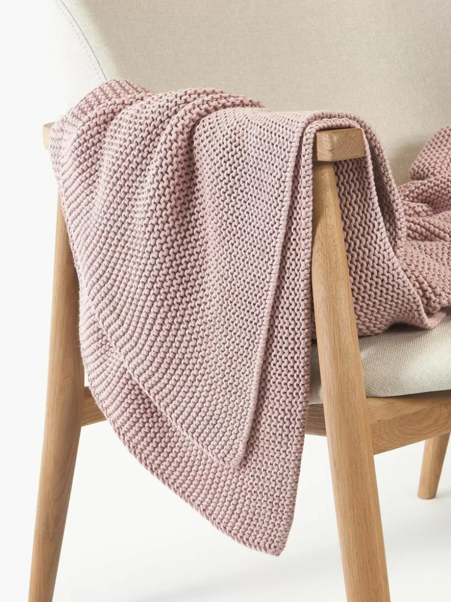 Decken & Plaids-Westwing Collection Strickdecke Adalyn aus Bio-Baumwolle Hellrosa