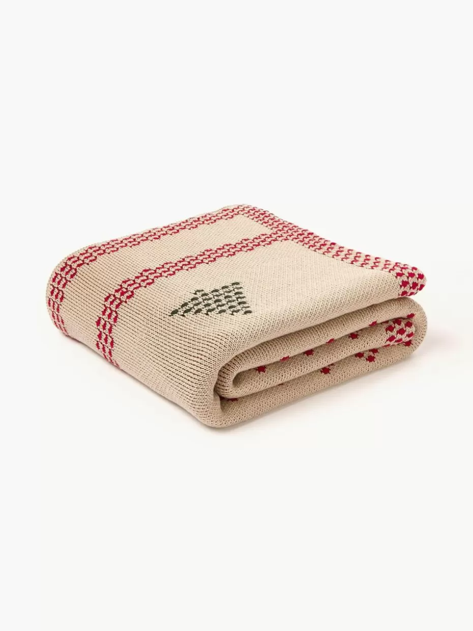 Weihnachtliche Decken & Plaids | Decken & Plaids-Westwing Collection Strickdecke Kristian mit weihnachtlichem Motiv