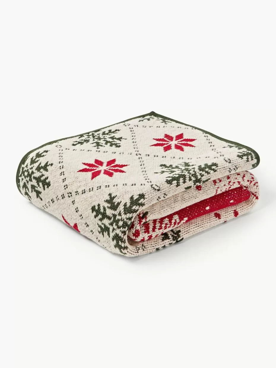 Weihnachtliche Decken & Plaids | Family Holidays-Westwing Collection Strickdecke Starry mit Weihnachtsmotiv