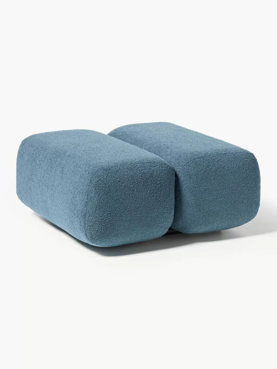 Hocker | Sofaserien-Westwing Collection Teddy-Hocker Caterpillar Teddy Graublau