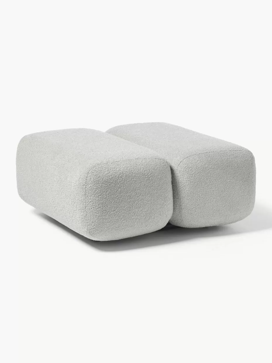 Hocker | Sofaserien-Westwing Collection Teddy-Hocker Caterpillar Teddy Hellgrau