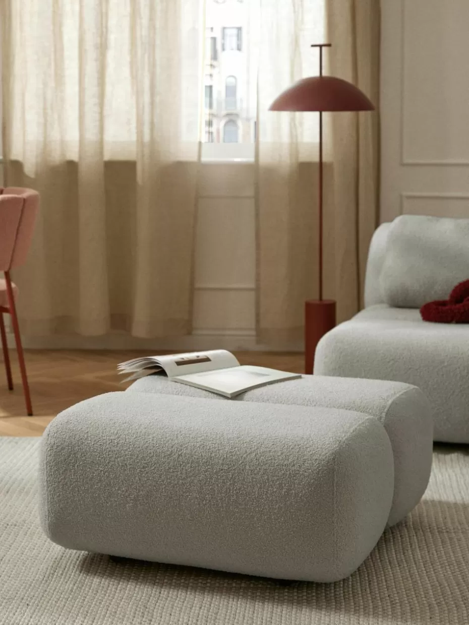 Hocker | Sofaserien-Westwing Collection Teddy-Hocker Caterpillar Teddy Hellgrau
