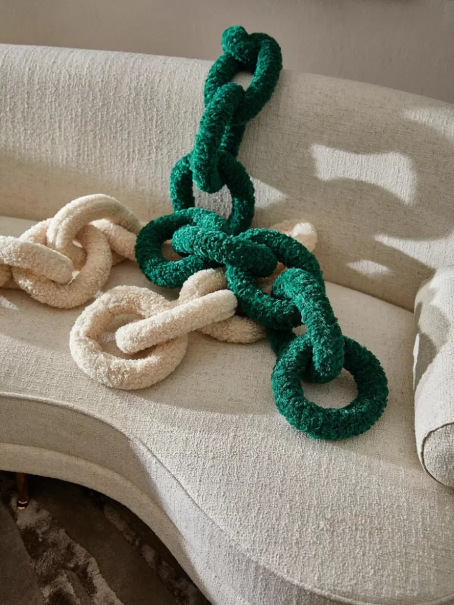 Dekokissen-Westwing Collection Teddy-Kissen Chain Dotty Hellbeige