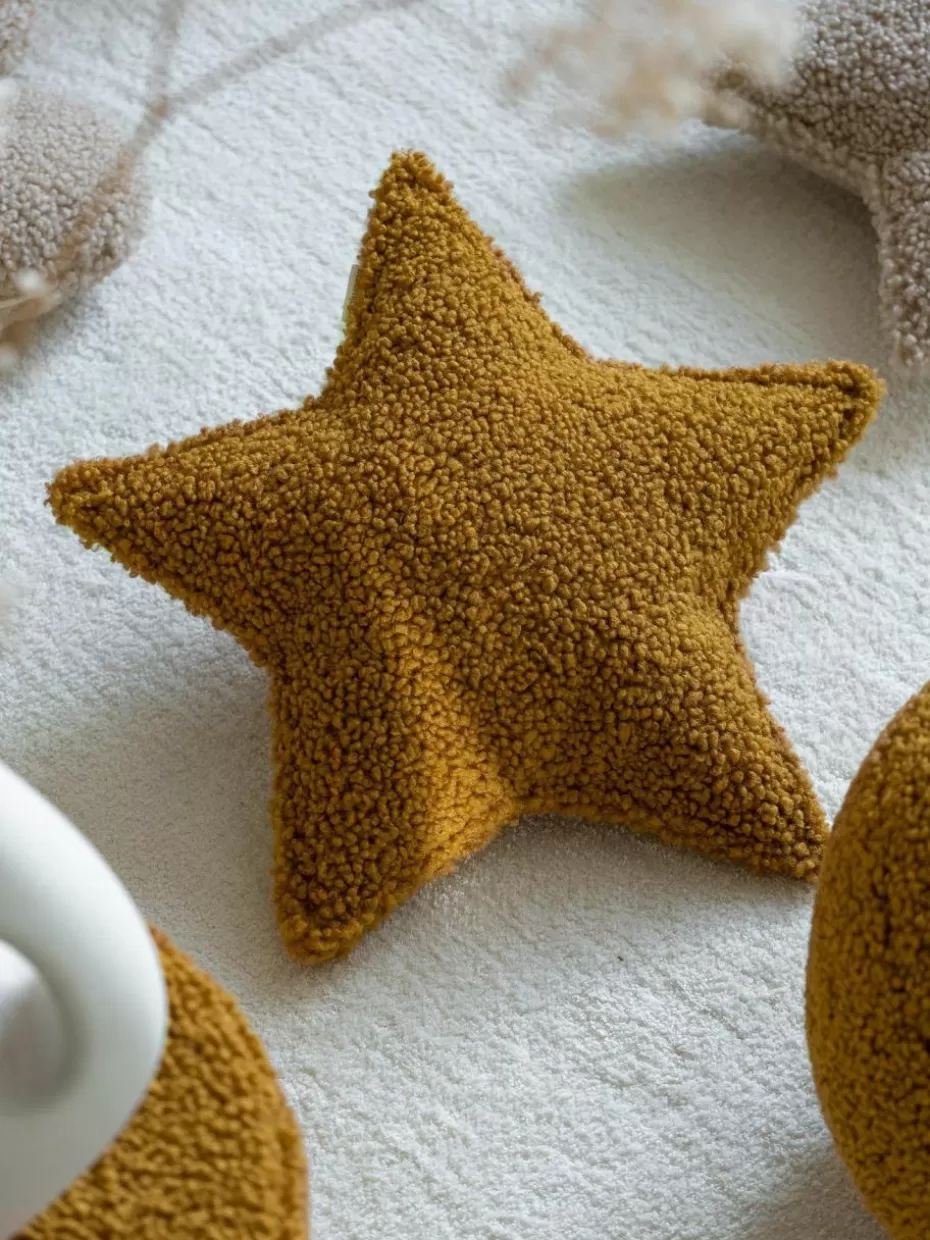 Kissen-Wigiwama Teddy-Kuschelkissen Star Senfgelb