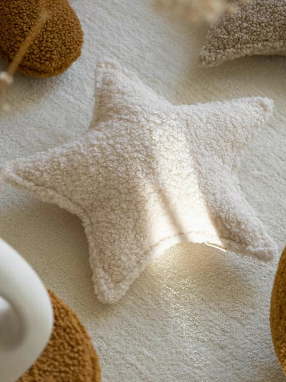 Kissen-Wigiwama Teddy-Kuschelkissen Star Off White