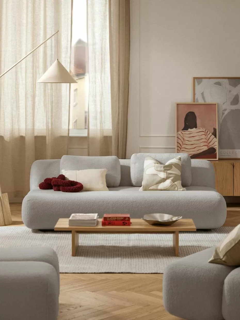 Sofas | Sofaserien-Westwing Collection Teddy-Schlafsofa Caterpillar (3-Sitzer) Teddy Hellgrau