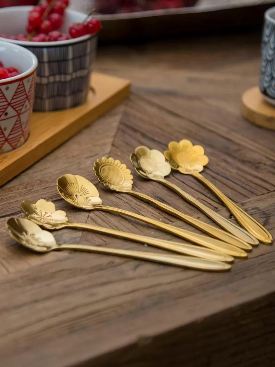 Weihnachtsgeschirr-Westwing Teelöffel Flower in verschiedenen Formen, 6er-Set
